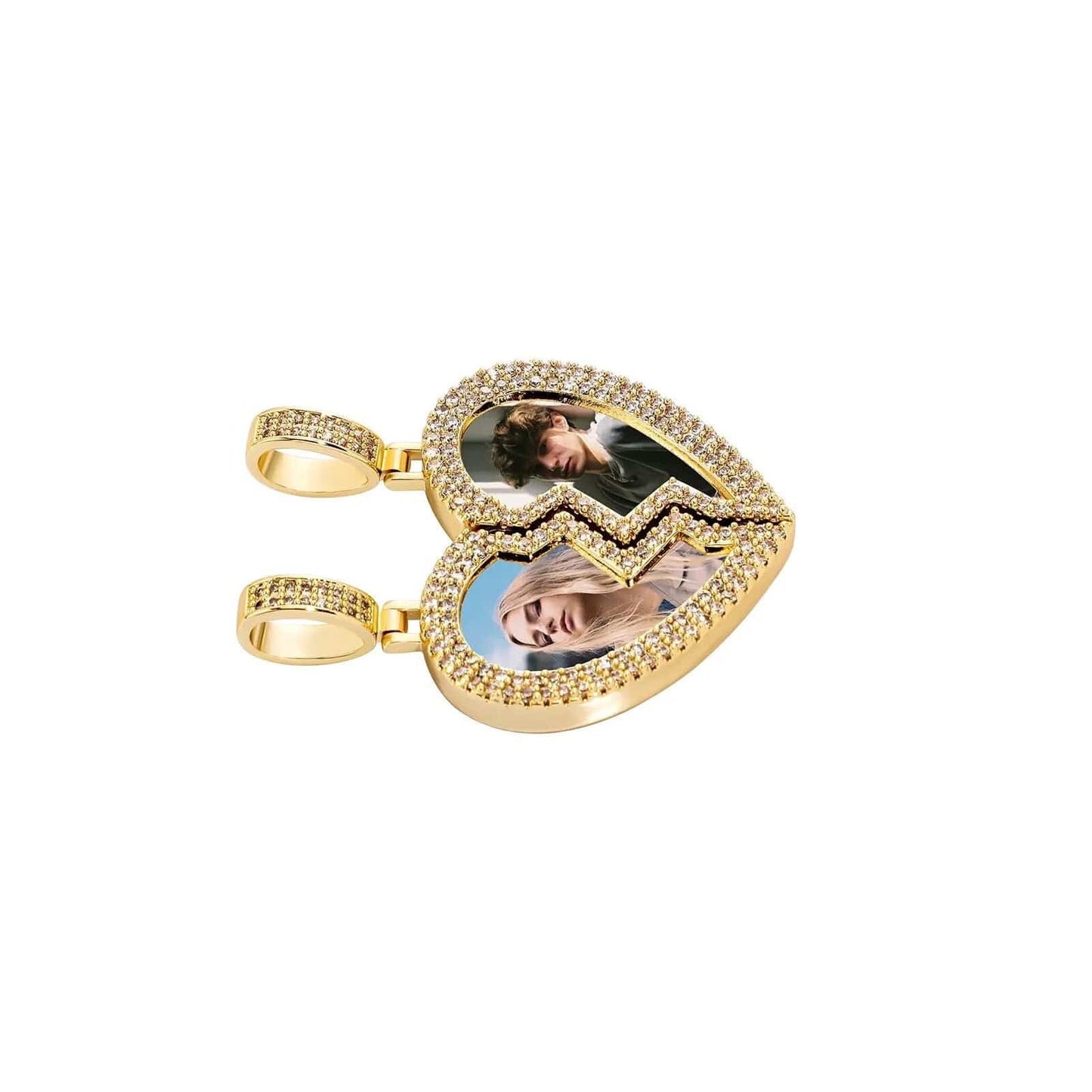 Two-sided Broken Heart Photo Pendant Necklace