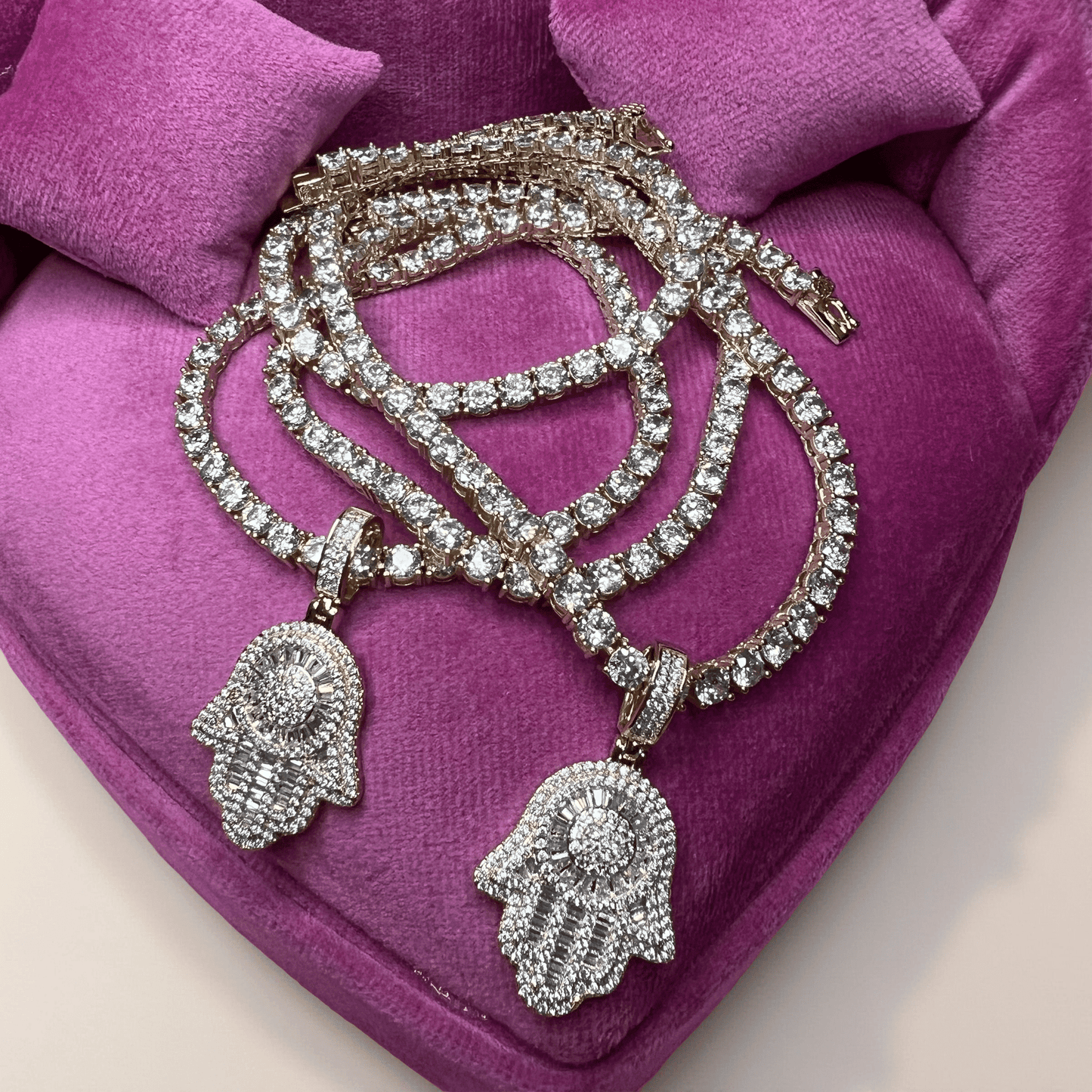 Hamsa Hand Necklace - Gold, Rose Gold & White Gold