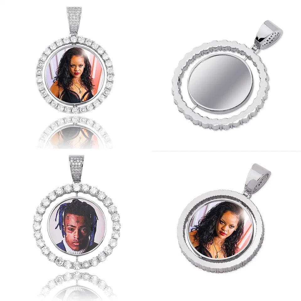 Double-Sided Rotating Picture Pendant Necklace