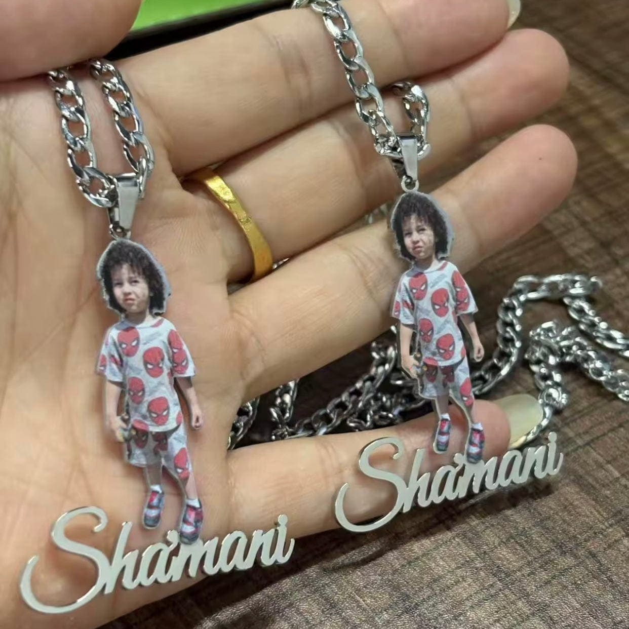 Custom Cut-Out Photo Necklace With Name
