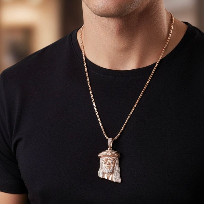 "Jesus Piece" 925 Silver & VVS Moissanite Jesus Head Pendant Necklace
