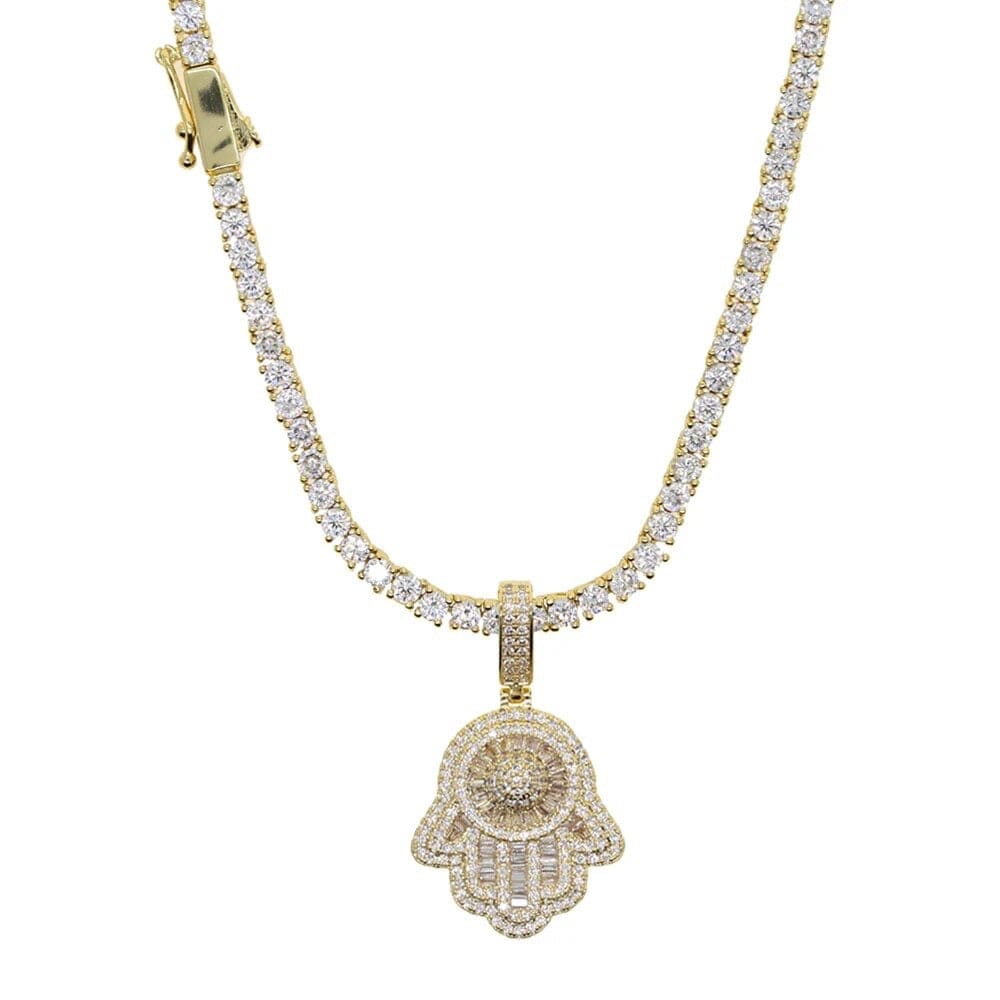 Hamsa Hand Necklace - Gold, Rose Gold & White Gold