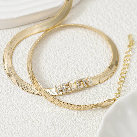 Custom Herringbone Necklace With Name