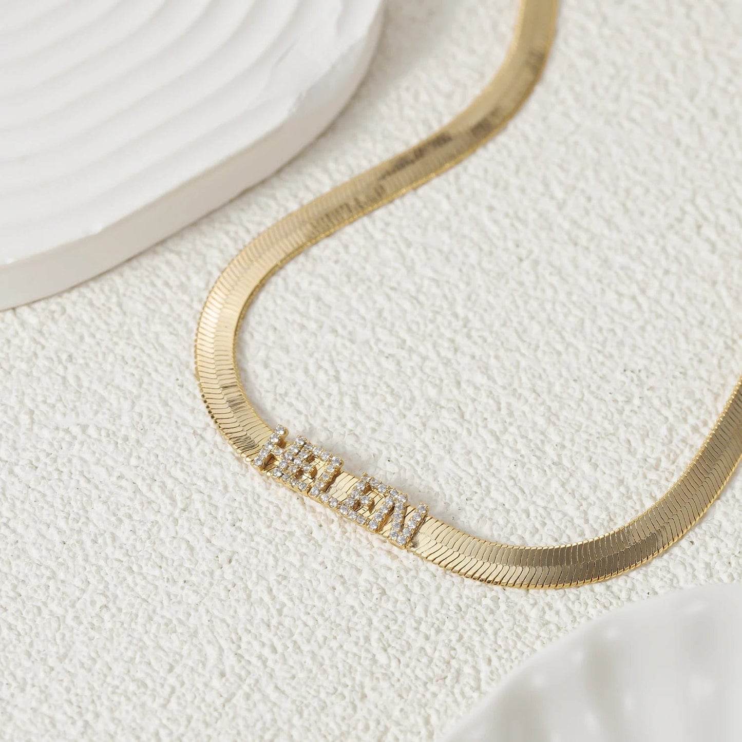 Custom Herringbone Necklace With Name