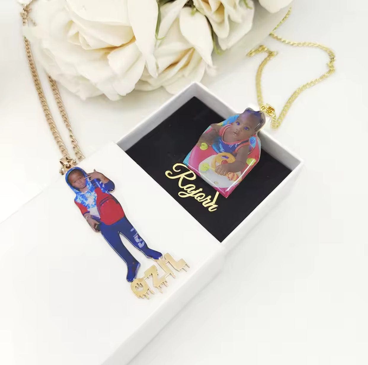 Custom Cut-Out Photo Necklace With Name