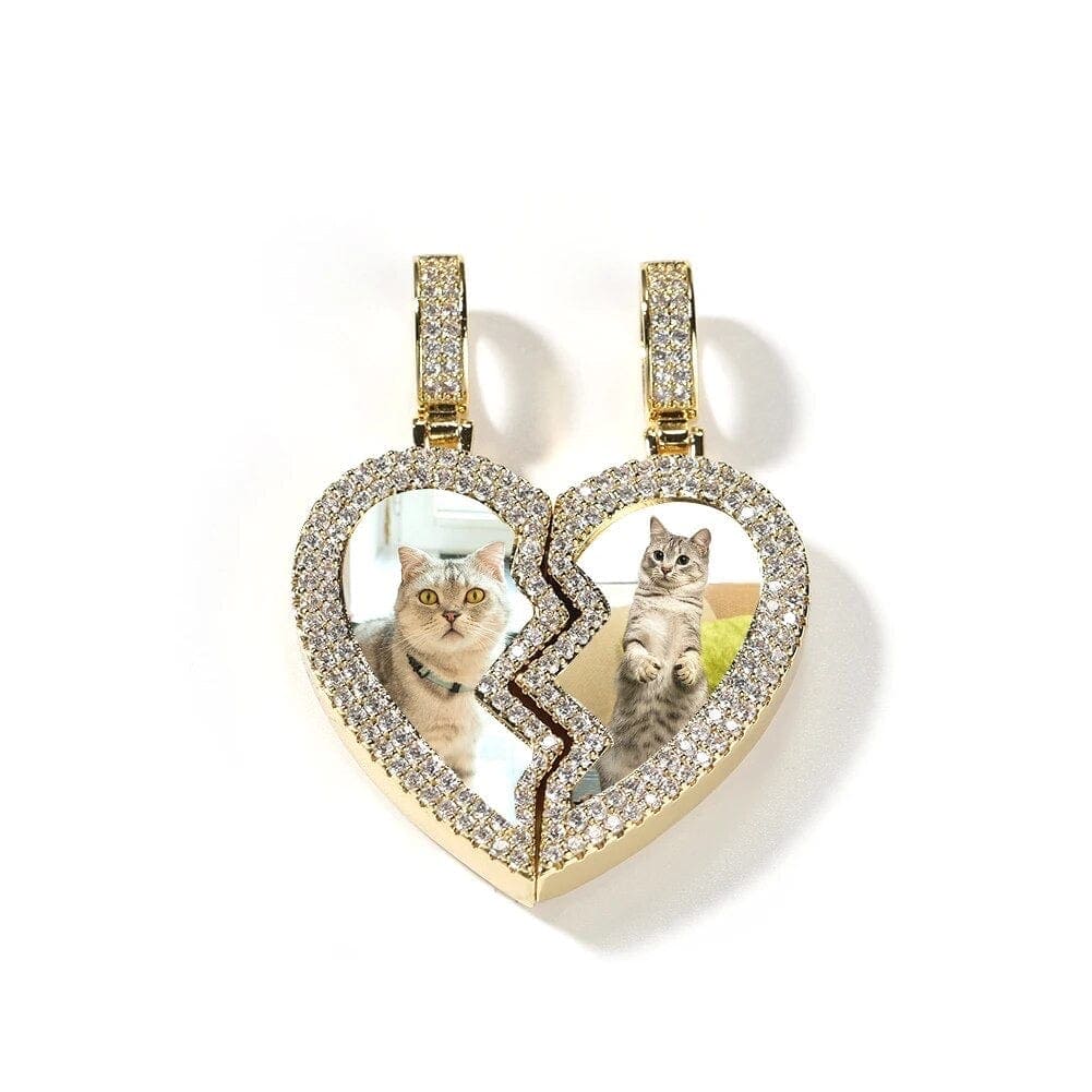 Two-sided Broken Heart Photo Pendant Necklace