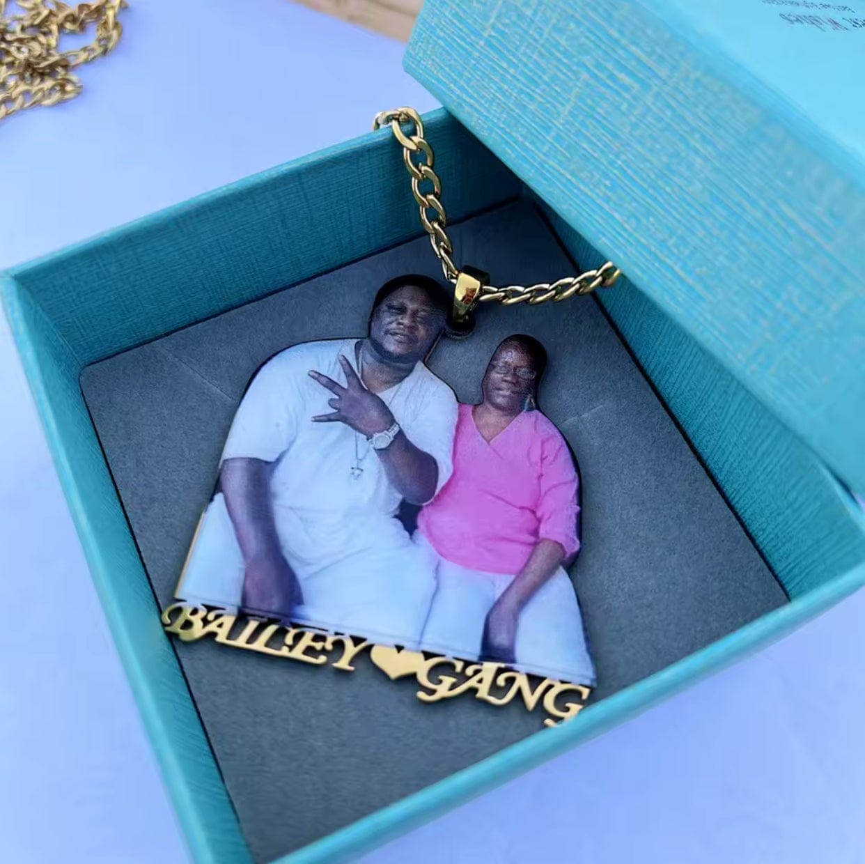Custom Cut-Out Photo Necklace With Name