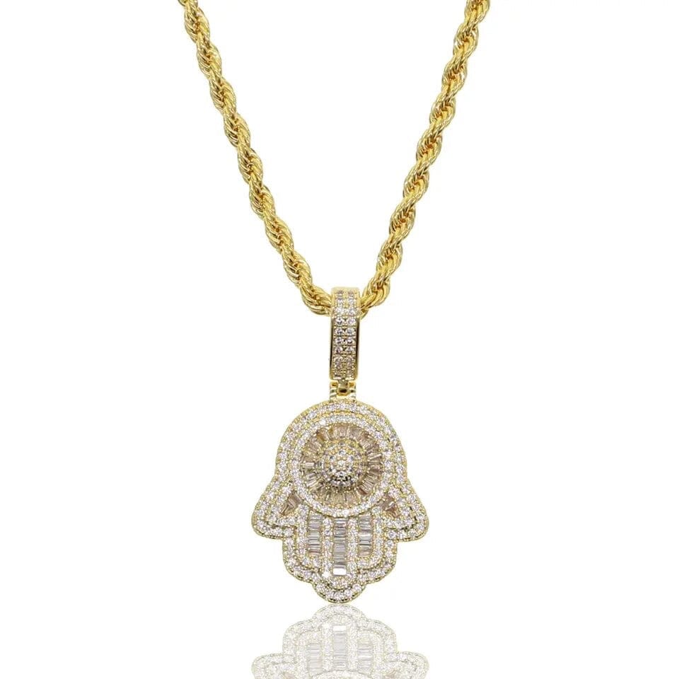 Hamsa Hand Necklace - Gold, Rose Gold & White Gold