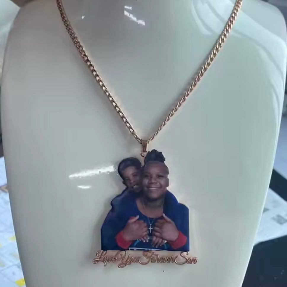 Custom Cut-Out Photo Necklace With Name
