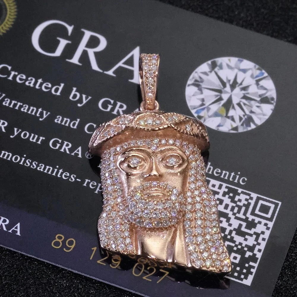 "Jesus Piece" 925 Silver & VVS Moissanite Jesus Head Pendant Necklace
