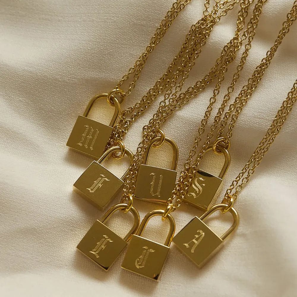 Padlock Necklace With Engraved Initial