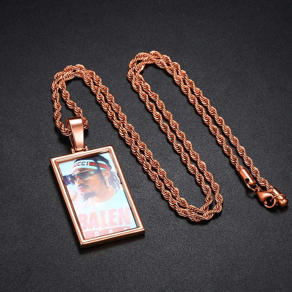 Rectangle Picture Pendant Necklace