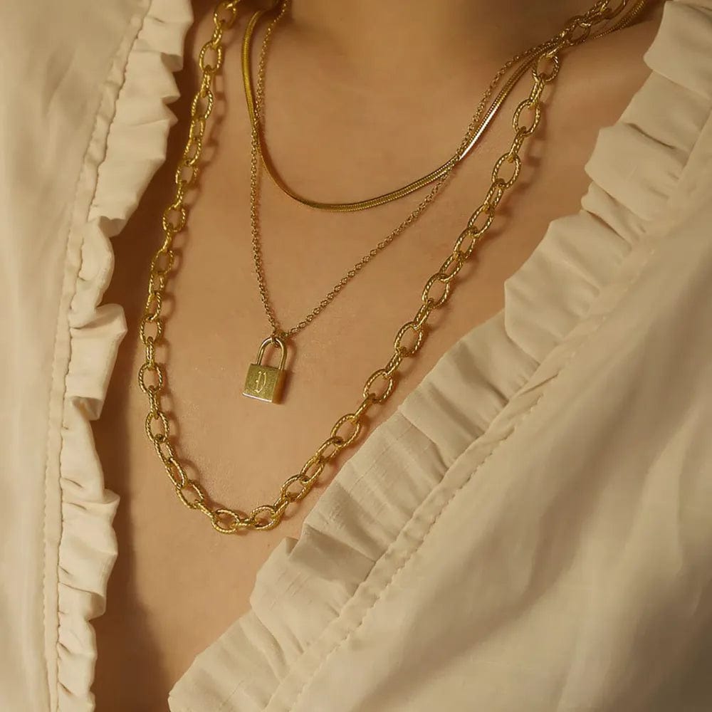 Padlock Necklace With Engraved Initial