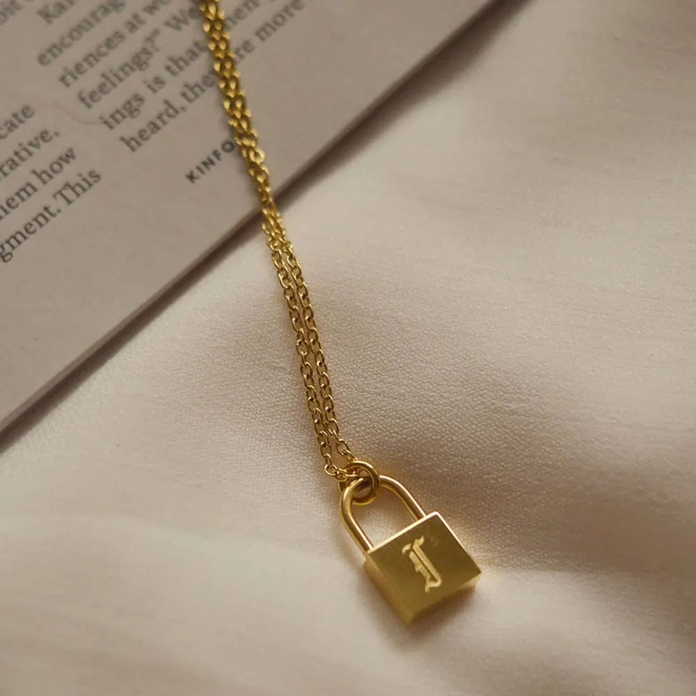 Padlock Necklace With Engraved Initial