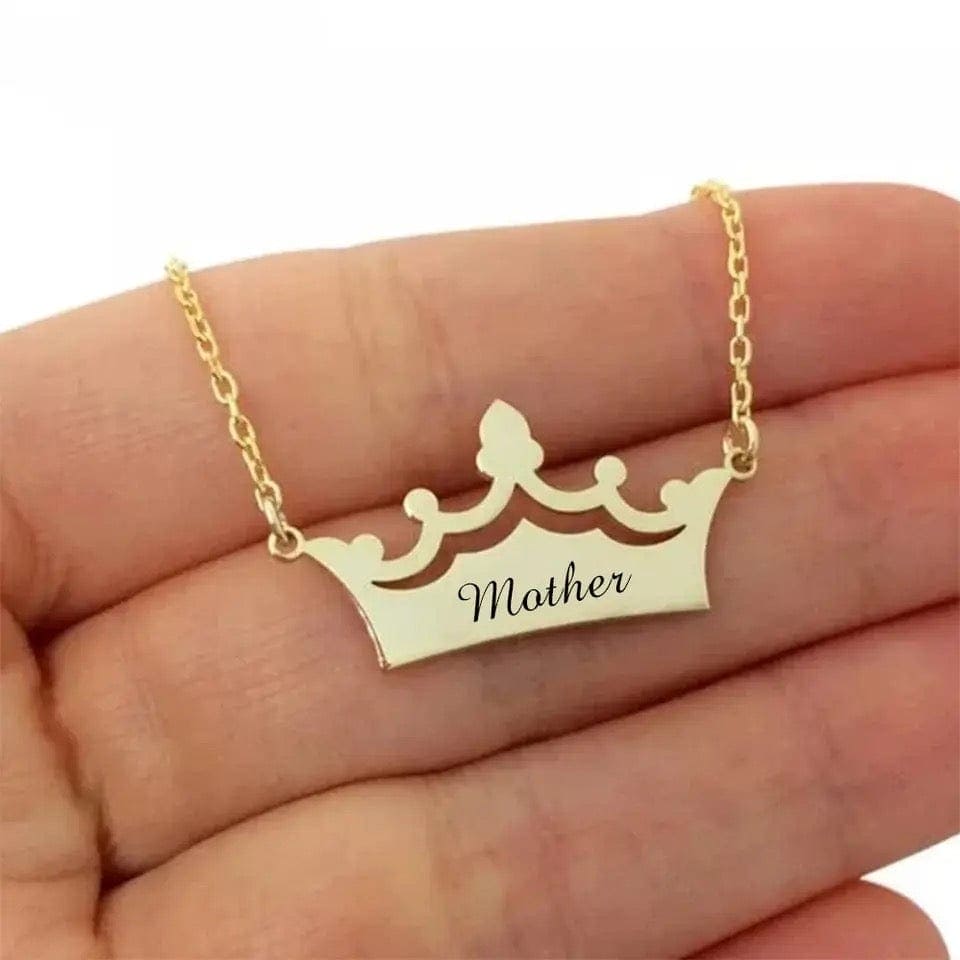 Custom Engraved Crown Name Necklace