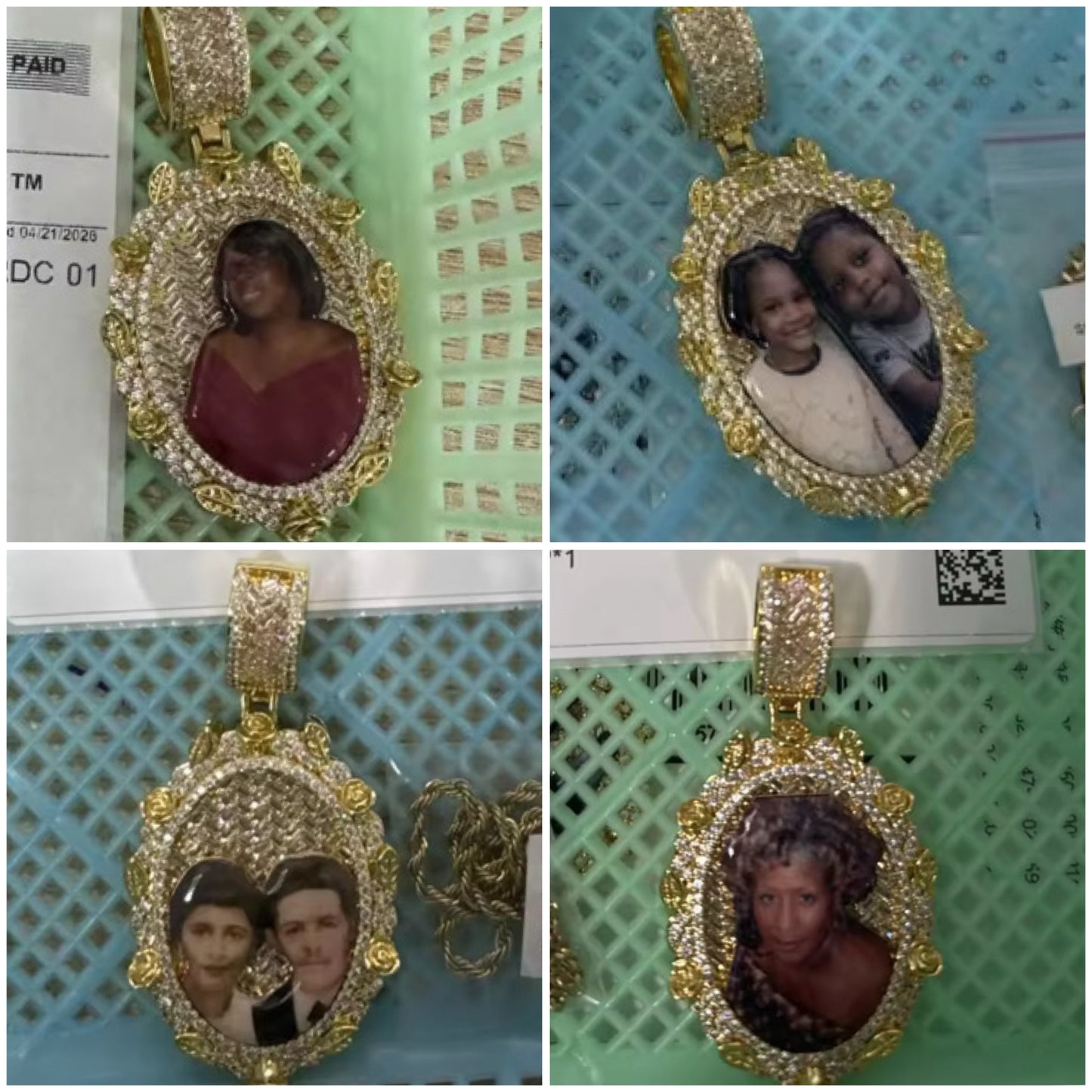 Floral Wreath Frame Photo Pendant Necklace