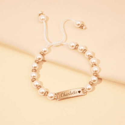 Pearl Baby Bracelet With Engraved Name
