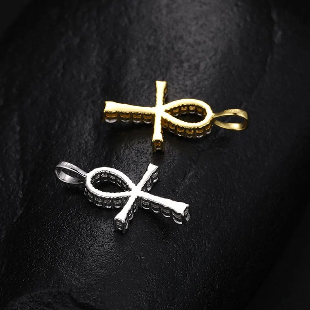Moissanite Ankh Pendant Chain - 925 Silver Base