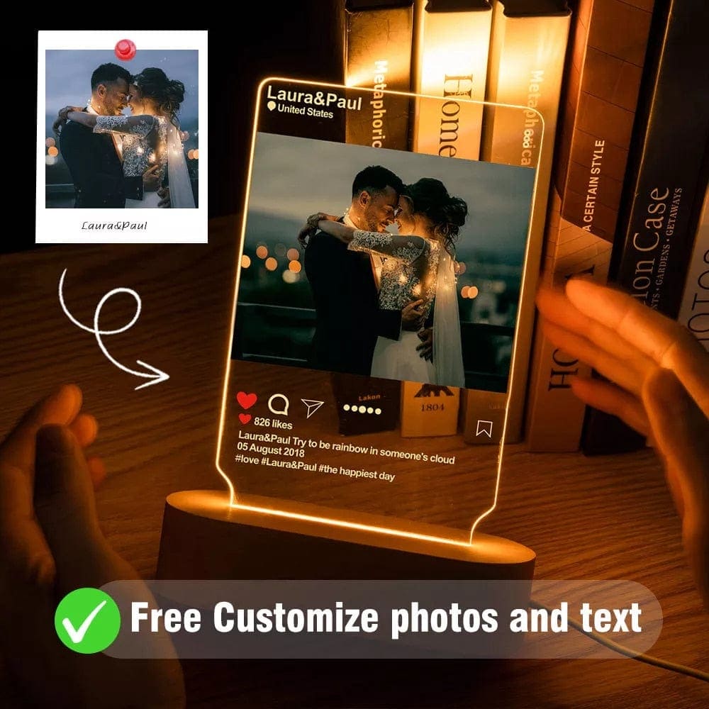 Personalized 3D Photo "Love Lamp" With Custom Text