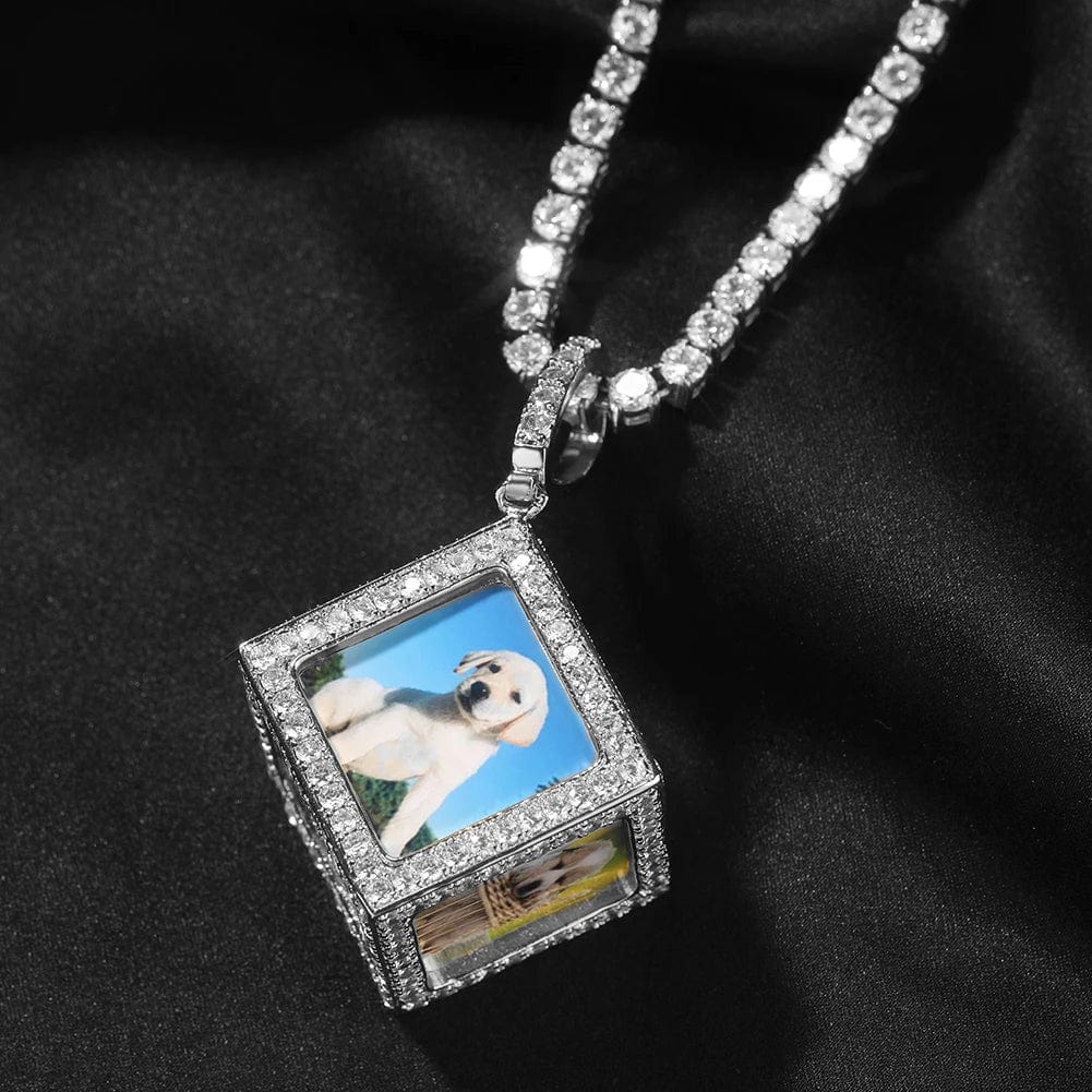 Custom 3D Cube Photo Pendant Necklace