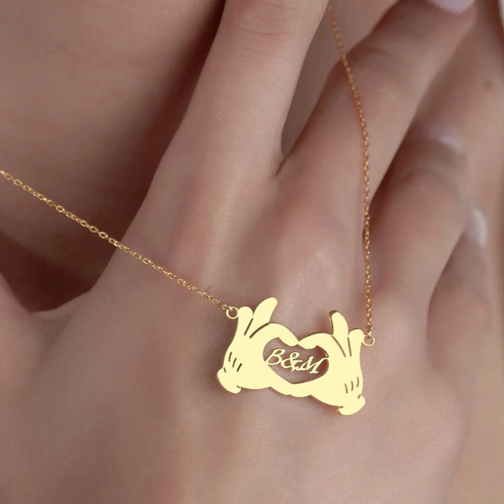 Custom Heart Hands Necklace