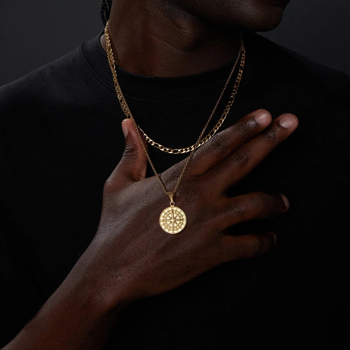 compass necklace gold