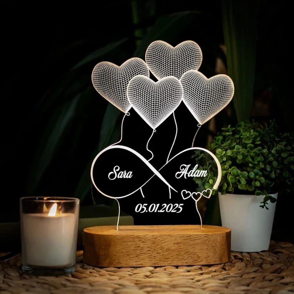 Personalized 3D Photo "Love Lamp" With Custom Text