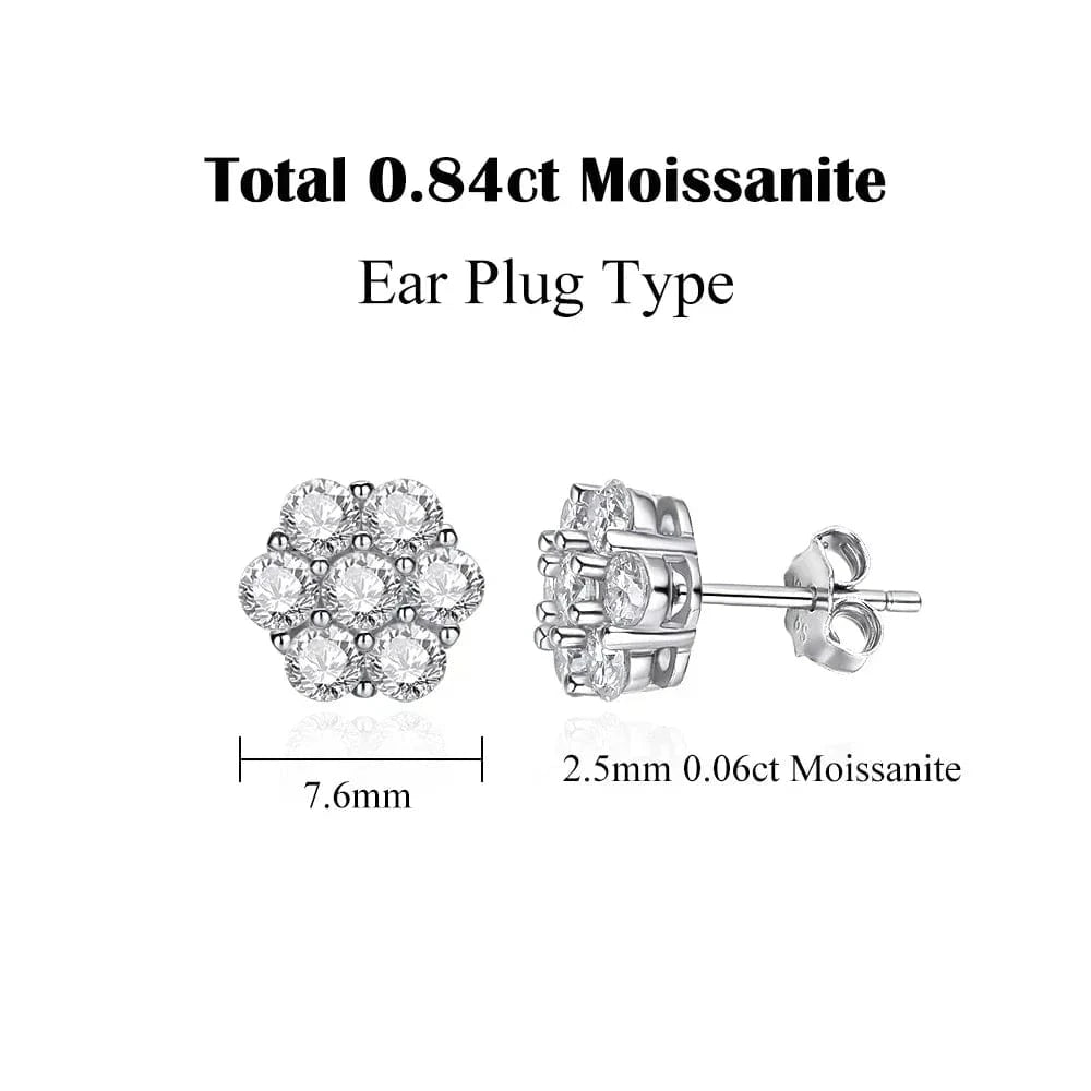 Moissanite Flower Cluster Earrings In 925 Sterling Silver