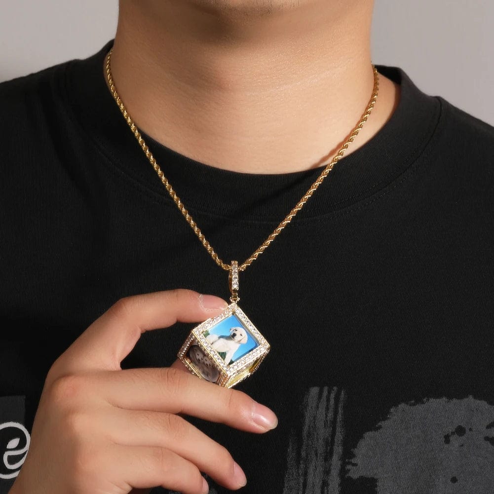 Custom 3D Cube Photo Pendant Necklace