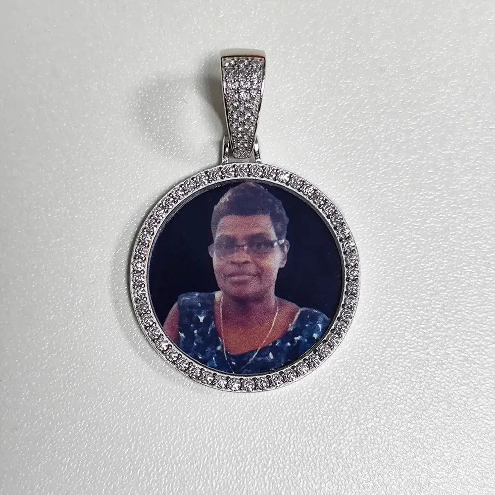 Moissanite Photo Pendant Necklace - 925 Sterling Silver With VVS Moissanite Gems
