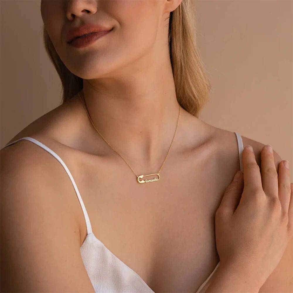 Custom Two Name Safety Pin Necklace