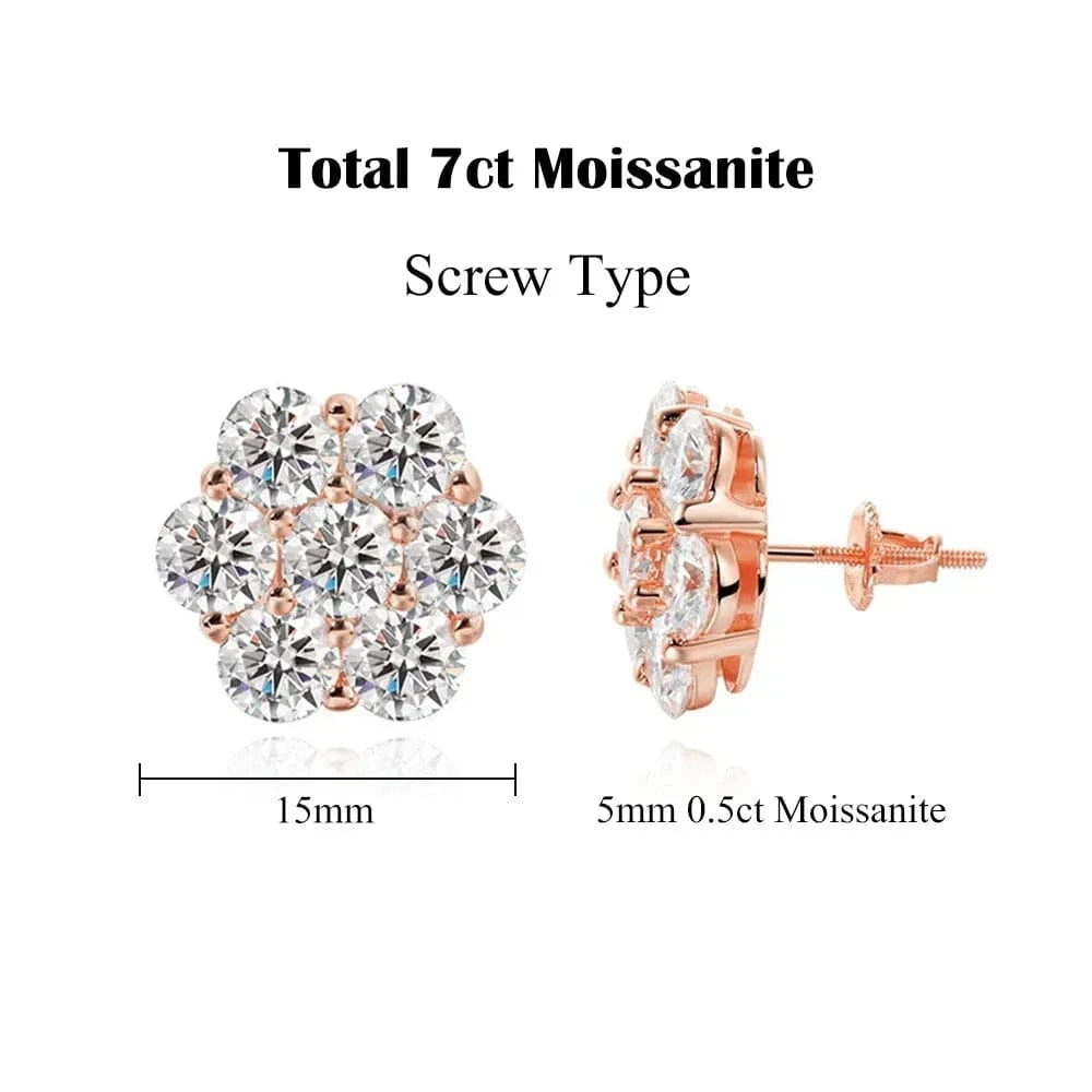 Moissanite Flower Cluster Earrings In 925 Sterling Silver