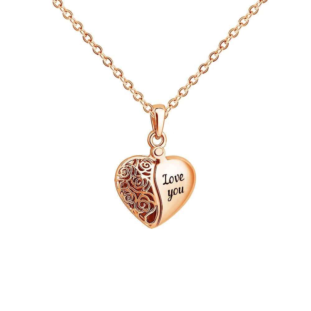 Open Heart Locket Necklace With Photo
