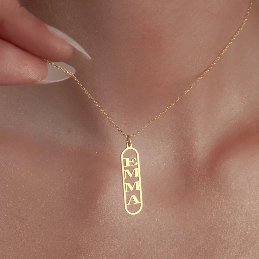 Vertical Cartouche Style Name Necklace