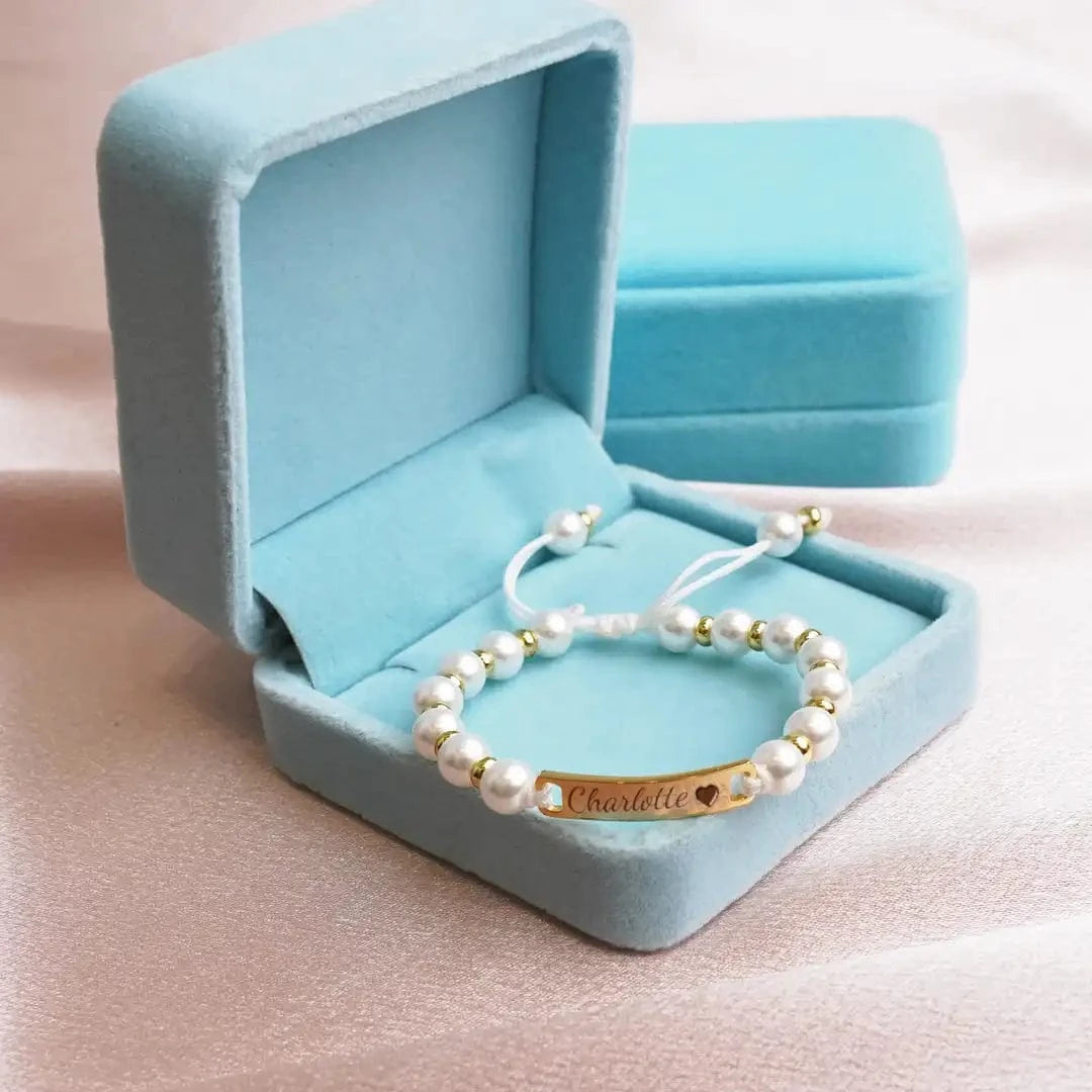 Pearl Baby Bracelet With Engraved Name