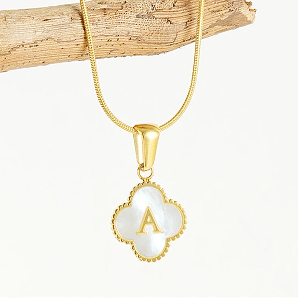 Four Leaf Clover Necklace With Initial