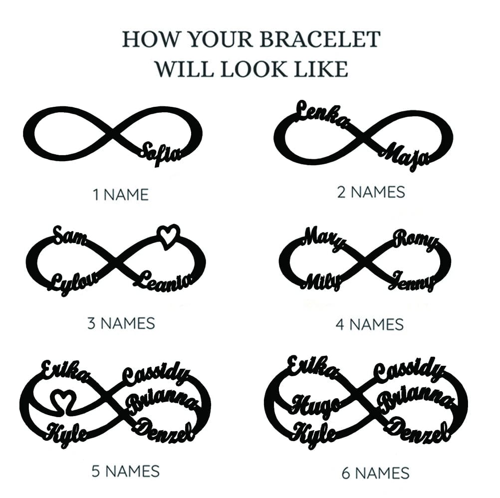 Custom Infinity Knot Multi-Name Bracelet - Adjustable