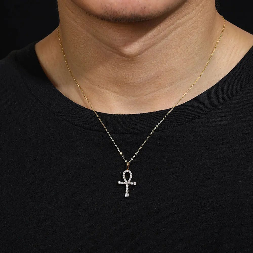 Moissanite Ankh Pendant Chain - 925 Silver Base