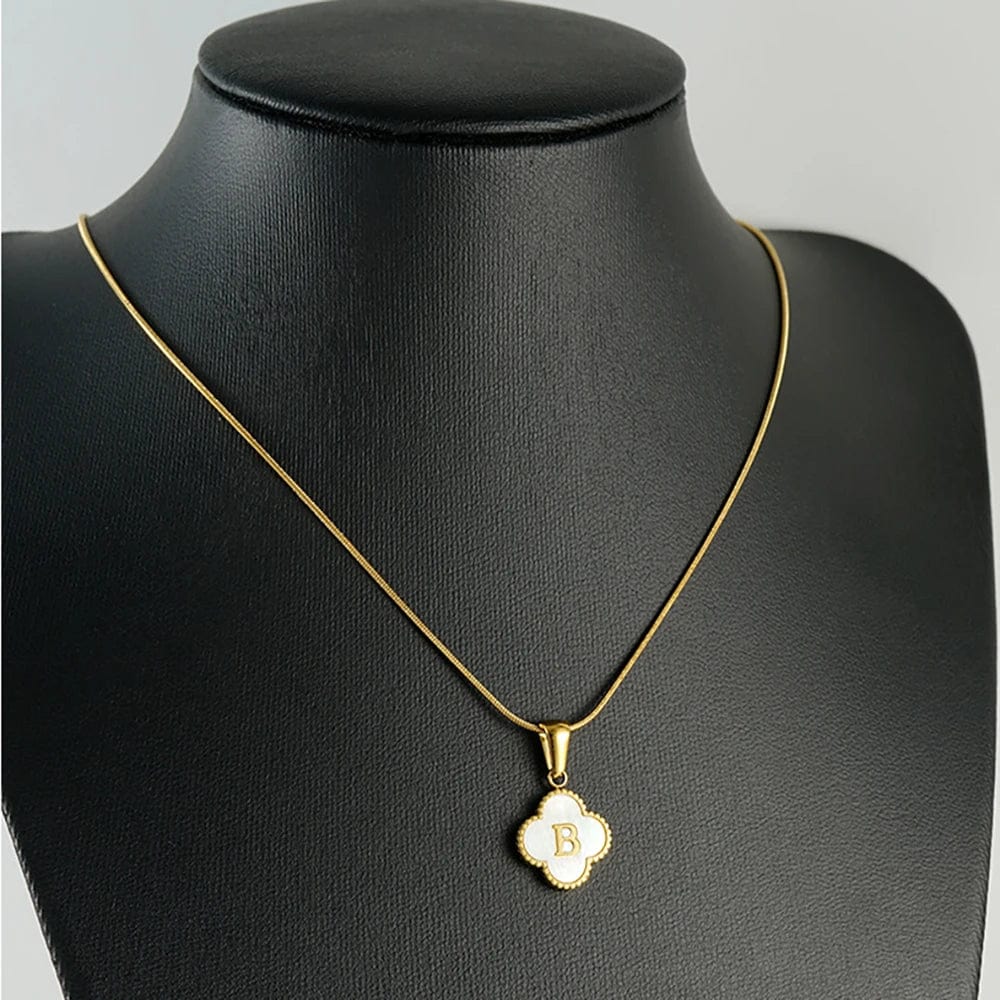 Four Leaf Clover Necklace With Initial