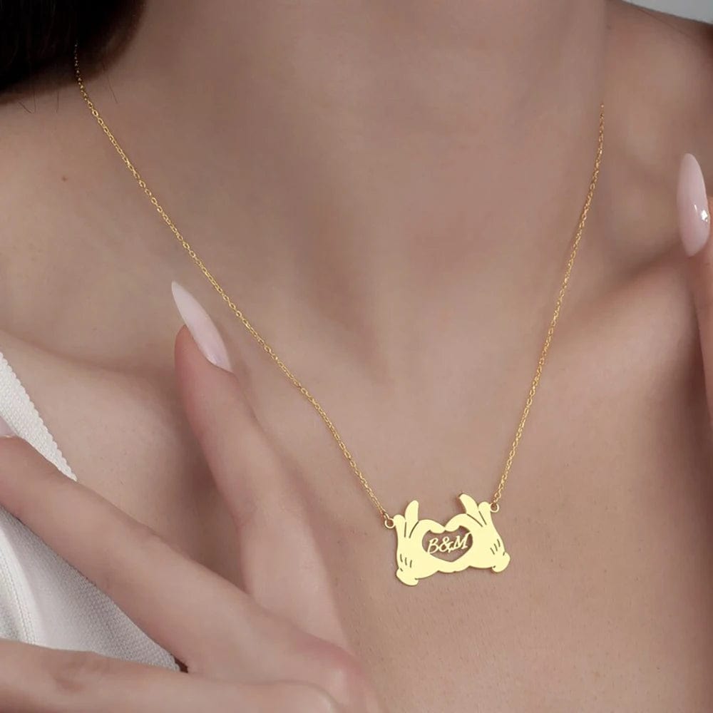 Custom Heart Hands Necklace
