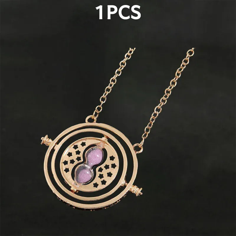 Harry Potter Time Turner Necklace – Spinning Hourglass Wizard Pendant