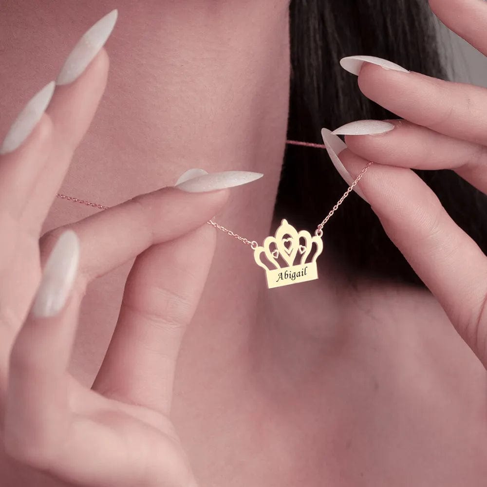 Personalized Crown Name Pendant Necklace