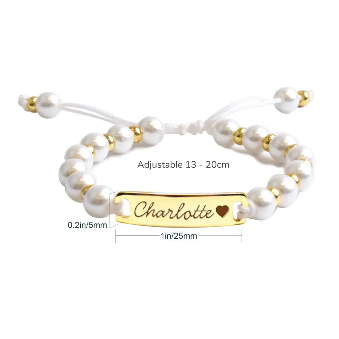 Pearl Baby Bracelet With Engraved Name