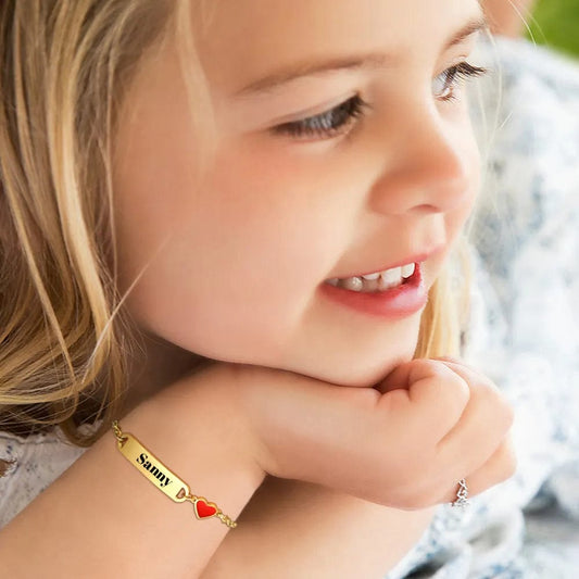 Customized Baby Name Bracelet With Heart Accent