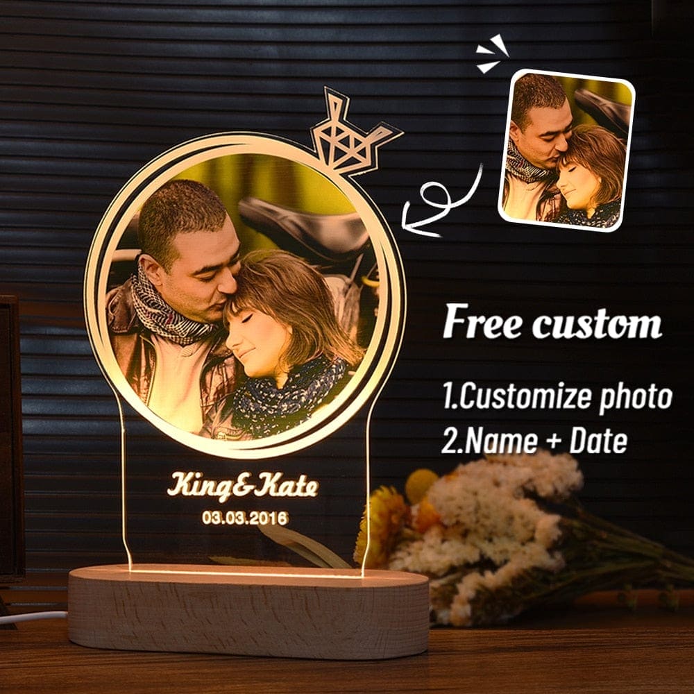 Personalized 3D Photo "Love Lamp" With Custom Text