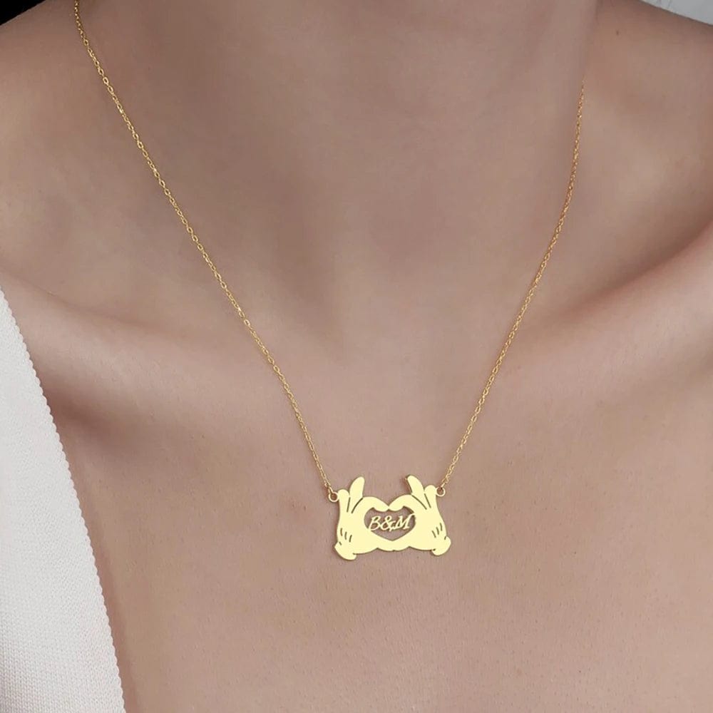 Custom Heart Hands Necklace