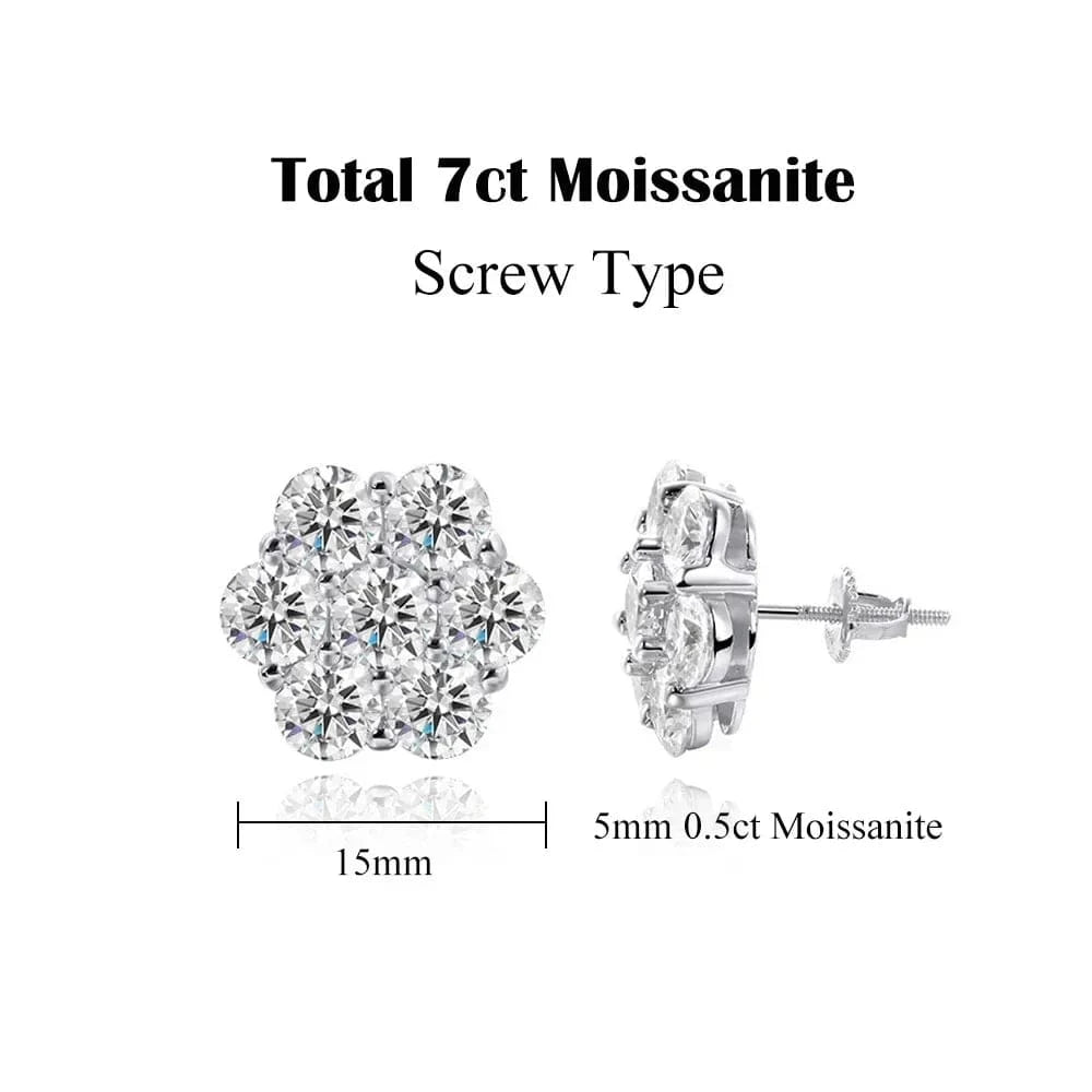 Moissanite Flower Cluster Earrings In 925 Sterling Silver