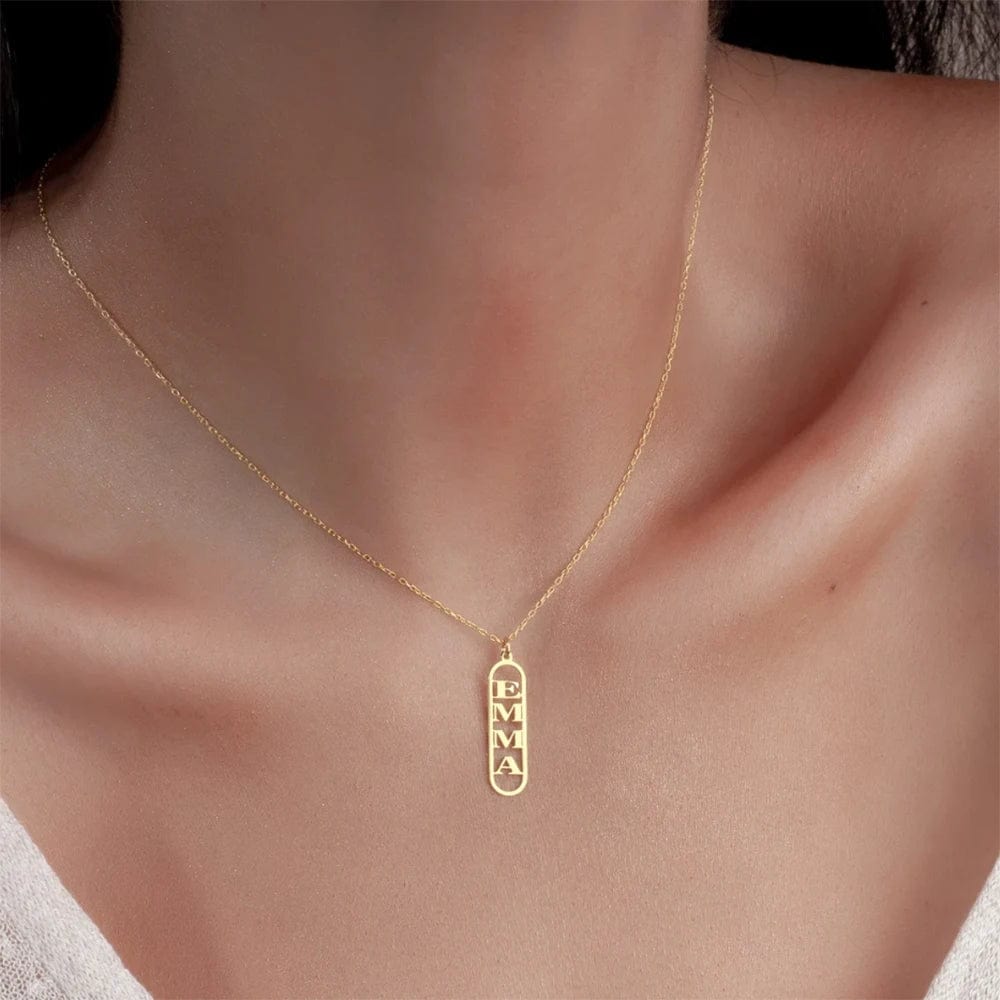 Vertical Cartouche Style Name Necklace