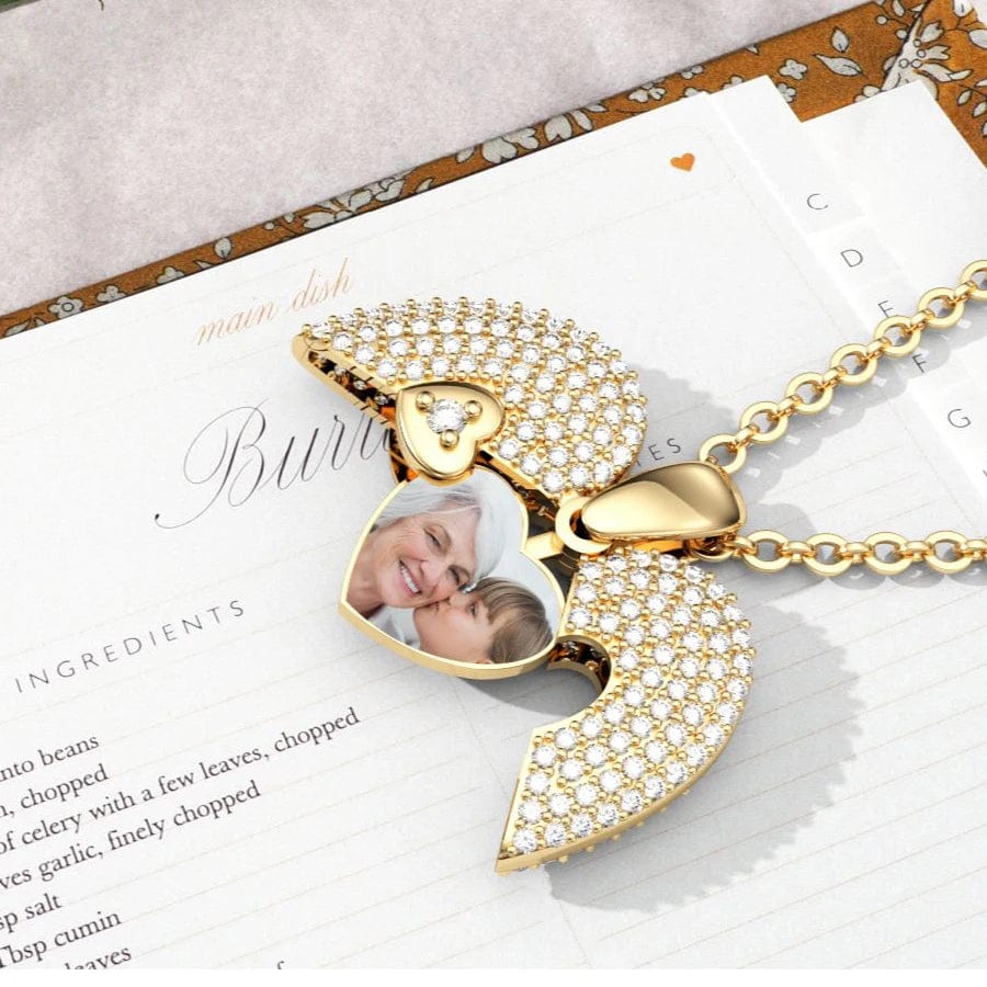 Heart locket necklace with photo