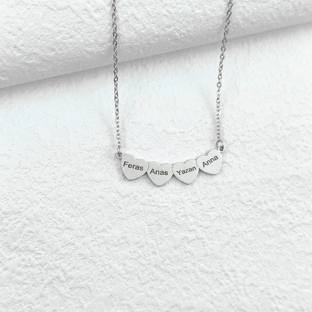 Custom Multi Heart Necklace With Engraved Names